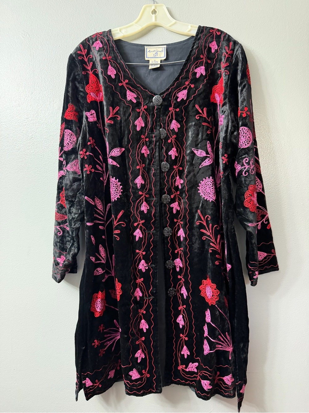 vintage April Cornell  90s boho velour EMBROIDERED Jacket small